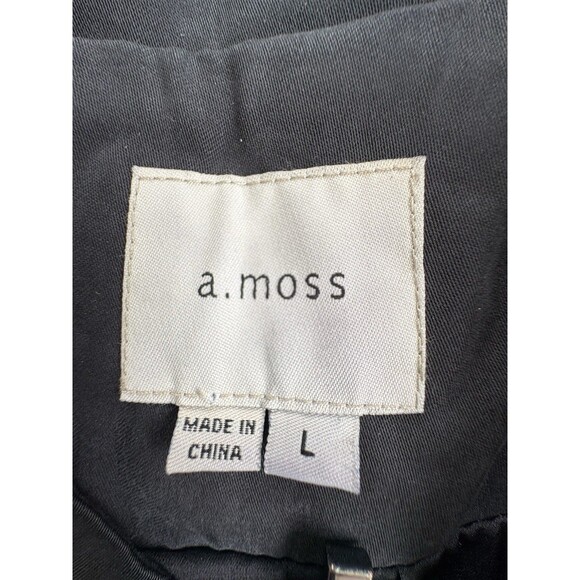 A. Moss size Large embroidered floral Black bomber jacket lyocell EUC - Picture 11 of 11